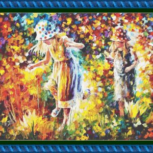 Cross stitch scheme of girls in the country