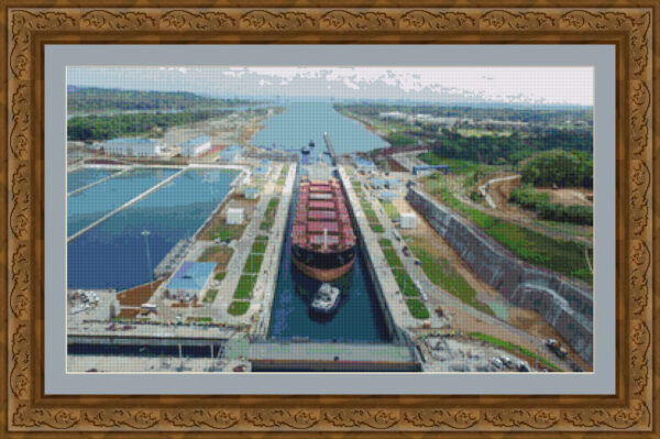 Cross stitch scheme of Panama Canal