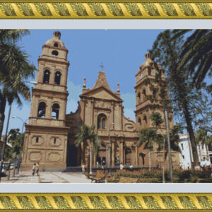 Cross stitch scheme of the Cathedral of Santa Cruz de la Sierra- Bolivia
