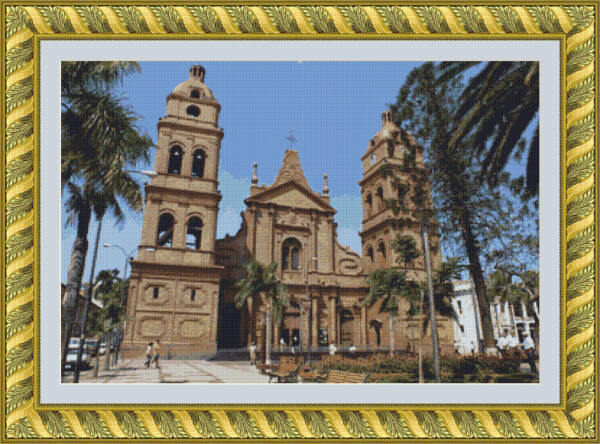 Cross stitch scheme of the Cathedral of Santa Cruz de la Sierra- Bolivia