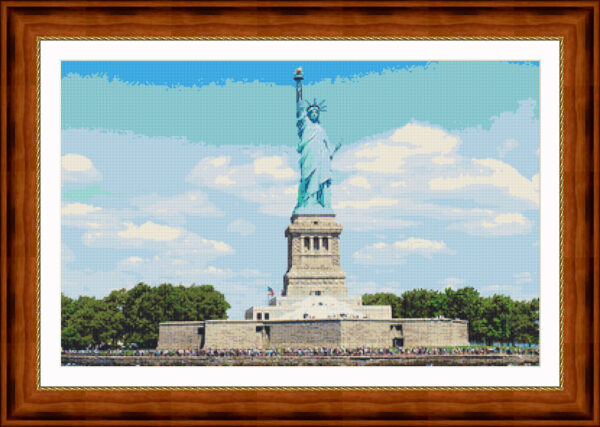 Cross-stitch scheme of the Statue of Liberty at 60 cms