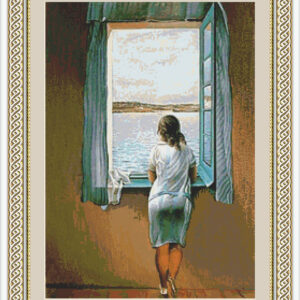 Cross stitch scheme of Girl in Dalí's window 50 cm