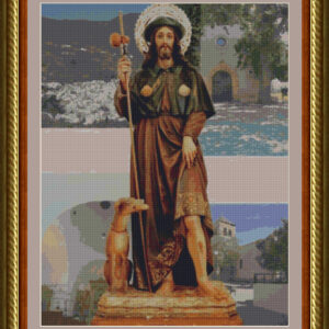 Simulated embroidery of the San Roque cross stitch scheme