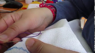 Tutorial para coser punto de cadeneta enlazada con dos colores