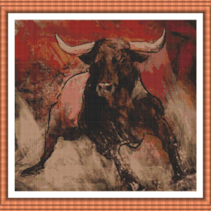 Esquema de punto de cruz de una pintura de un toro