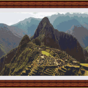 Esquema de punto de cruz de Machu Pichu-Perú