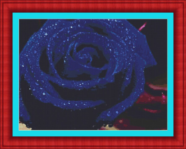 Patrones de punto de cruz de una Rosa de color azul