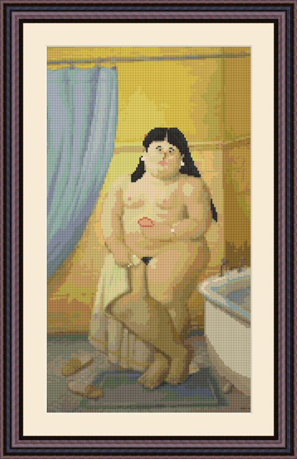 Patrones de punto de cruz de mujer desnuda en el baño (2) de Fernando Botero