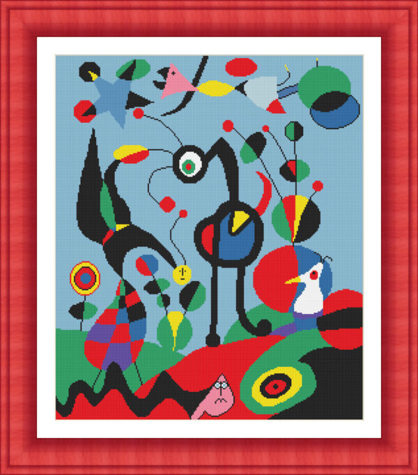 Patrones de punto de cruz de Jardín de Joan Miró