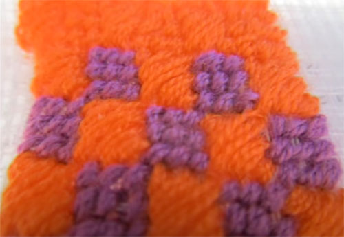 Tutorial for checkerboard stitch in canvas fabric