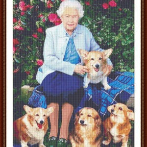Patrones de punto de cruz de Reina Isabel II de Inglaterra y sus perros