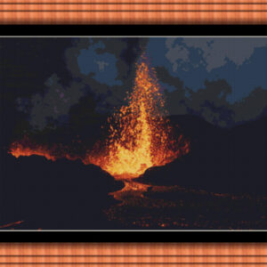 Patrones de punto de cruz de volcán de Islandia con lava