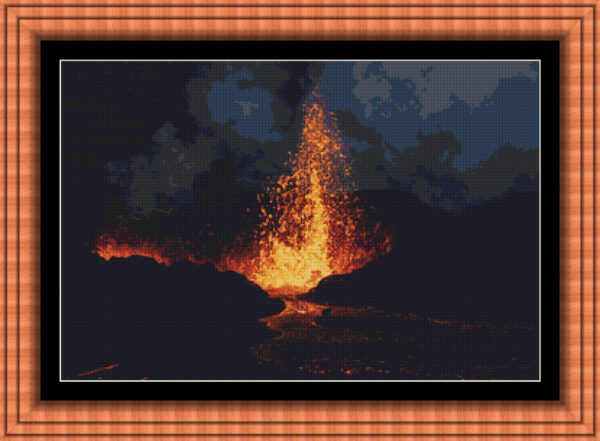 Patrones de punto de cruz de volcán de Islandia con lava