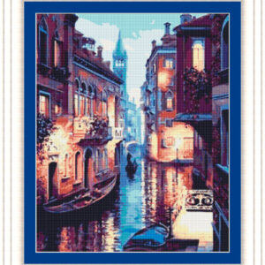 Bordado simulado Venecia romántica de noche
