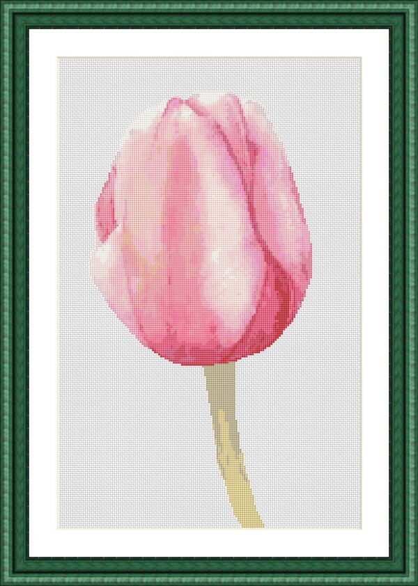 Bordado simulado tulipán rosa